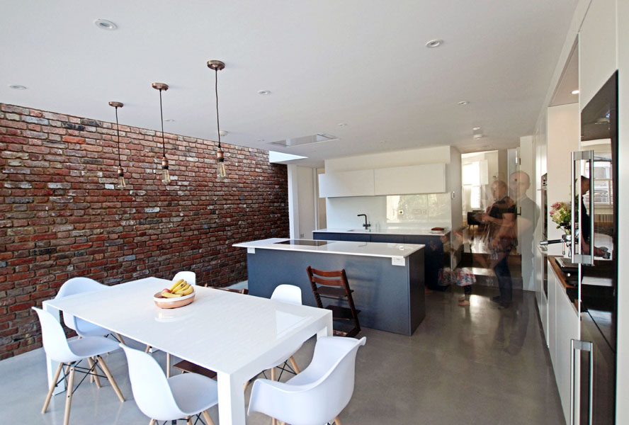 Brick wall kitchen