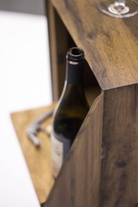 Oak wine cabinet detail